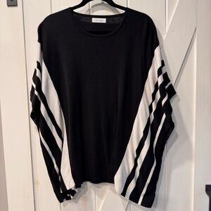 Calvin Klein Black and White Poncho Sweater Shawl - Size Small/Medium